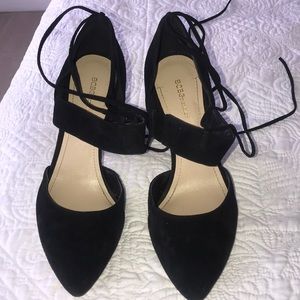 Black BCBG ankle lace up heels